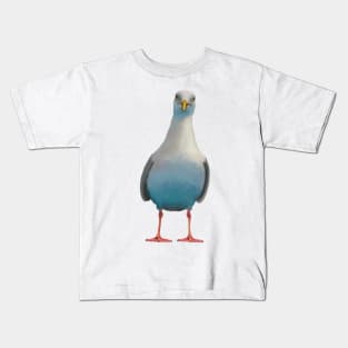 Quirky curious seagull. Chip hungry seagull. Ocean bird illustration. Seabird artwork. Kids T-Shirt